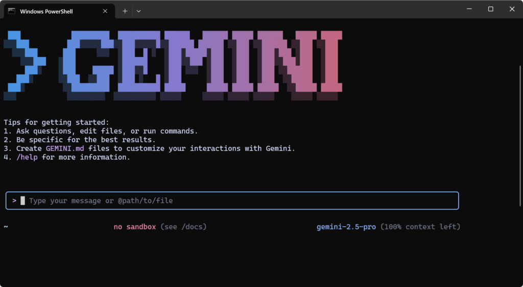 Gemini CLIの起動画面