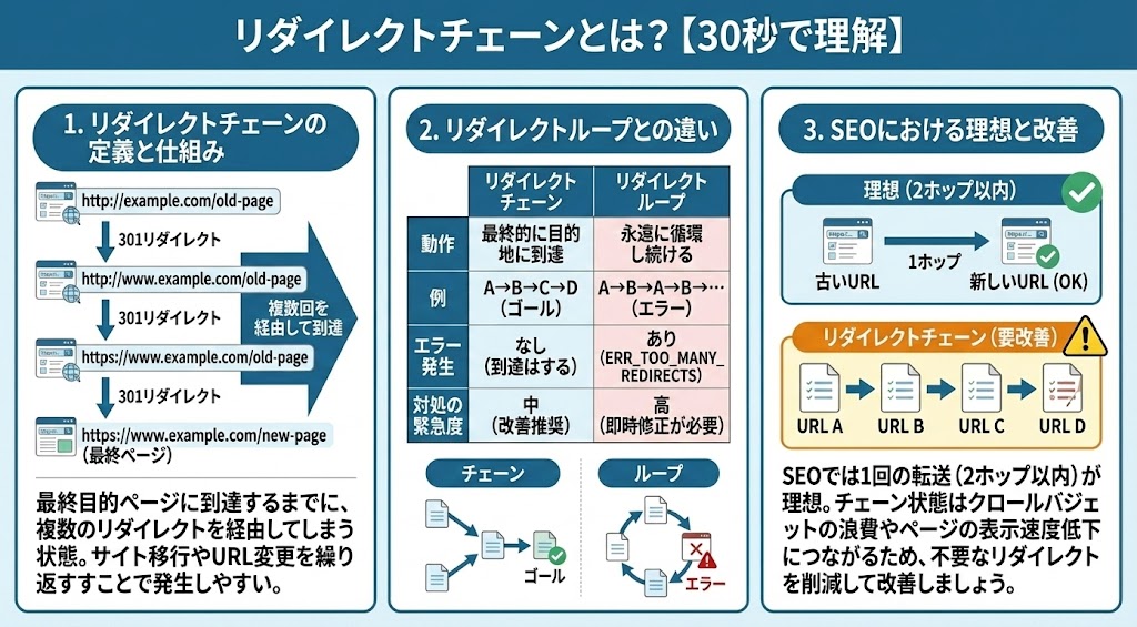 リダイレクトチェーンとは？【30秒で理解】