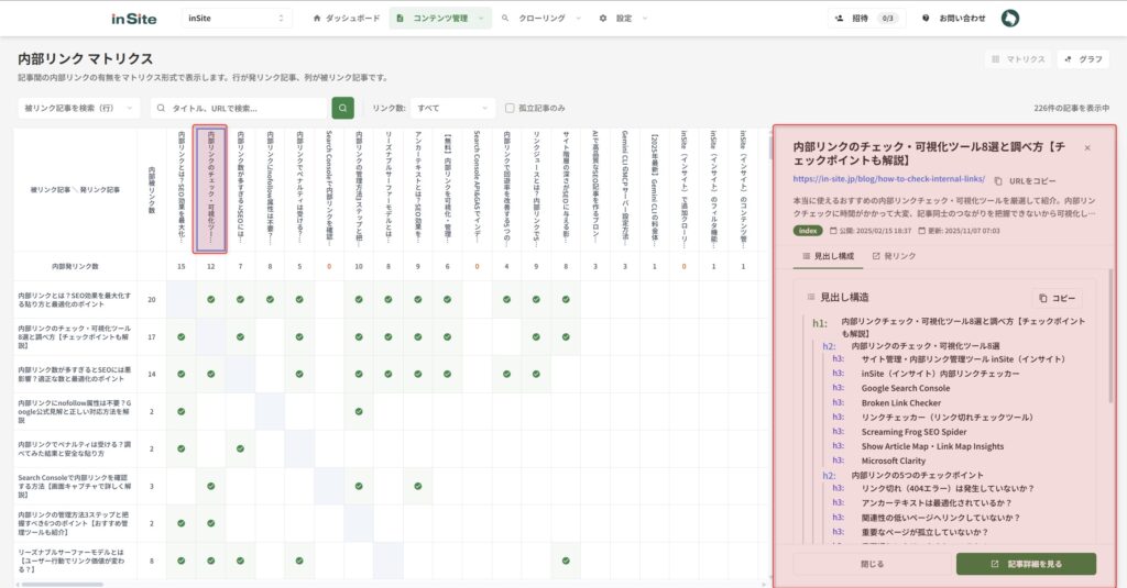 内部発リンク記事情報のサイドバー表示